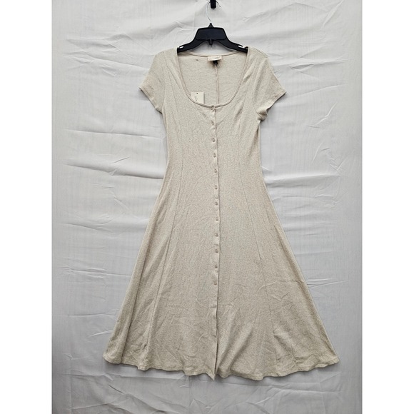 Universal Thread Dresses & Skirts - Universal Thread Womens Oatmeal Heather Rib Knit Button Front Midi Dress Size M
